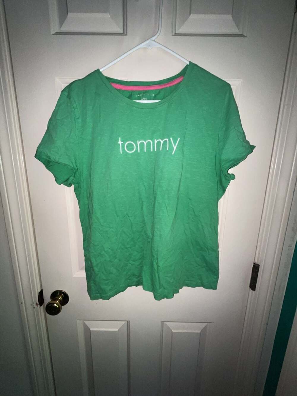 Tommy Hilfiger Women's Green Short Sleeve Crew Neck Graphic T-Shirt